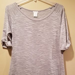 Animal Print Gray Top with Button Accents